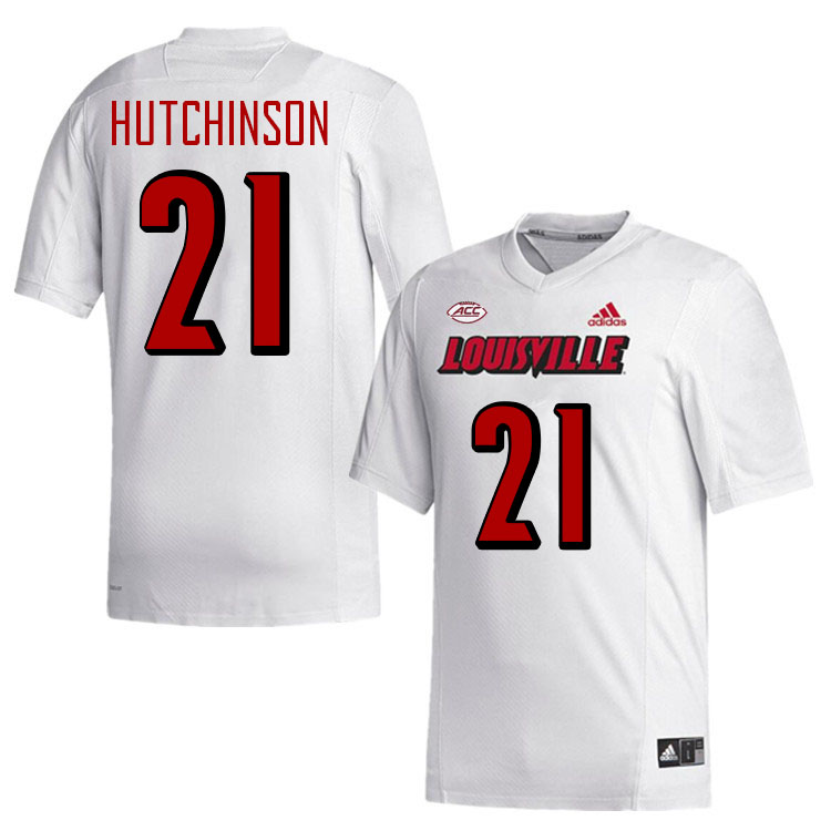 Men #21 D'Angelo Hutchinson Louisville Cardinals College Football Jerseys Stitched-White